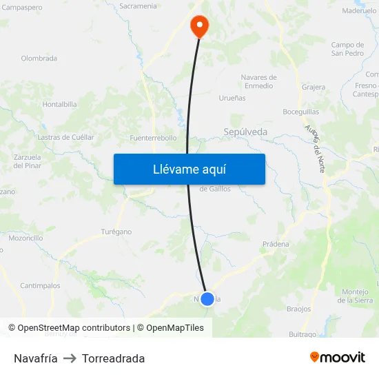 Navafría to Torreadrada map