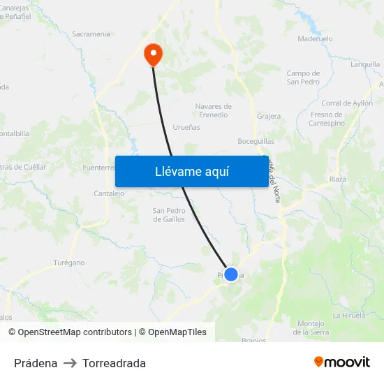 Prádena to Torreadrada map