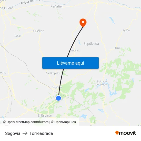 Segovia to Torreadrada map