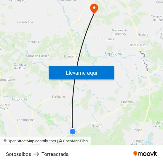 Sotosalbos to Torreadrada map