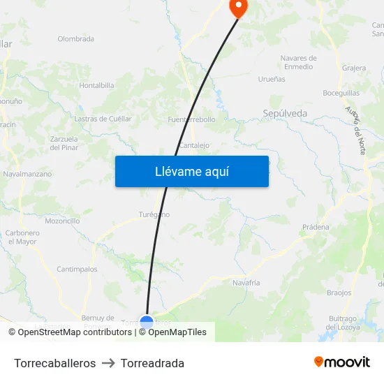 Torrecaballeros to Torreadrada map