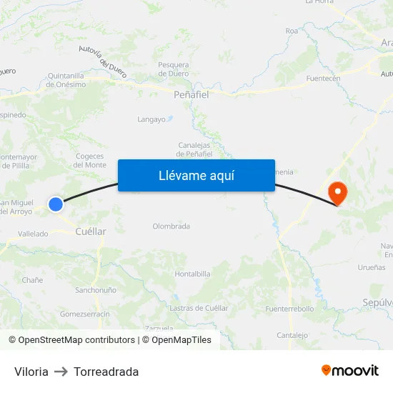 Viloria to Torreadrada map
