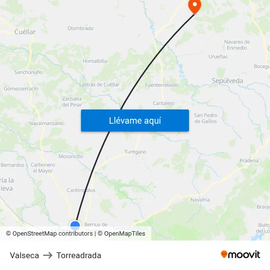 Valseca to Torreadrada map