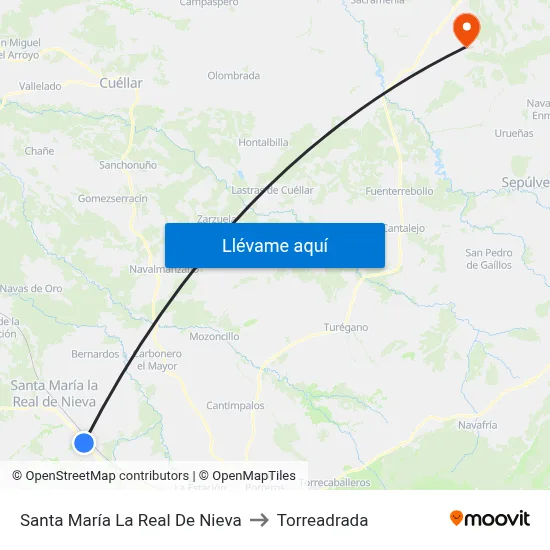 Santa María La Real De Nieva to Torreadrada map