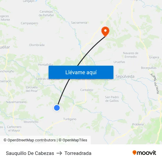 Sauquillo De Cabezas to Torreadrada map