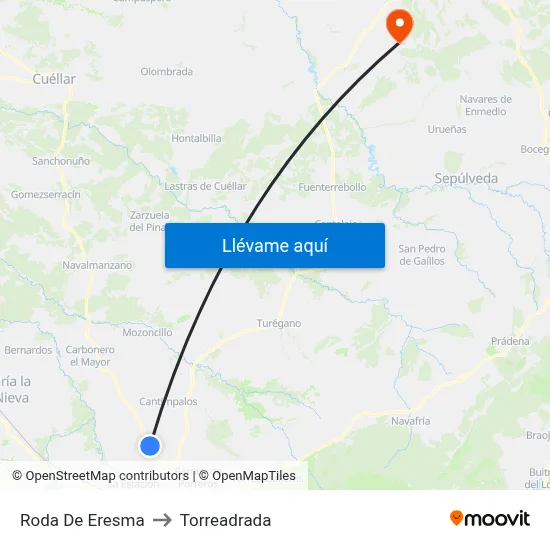 Roda De Eresma to Torreadrada map