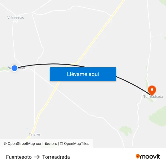 Fuentesoto to Torreadrada map