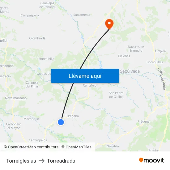 Torreiglesias to Torreadrada map