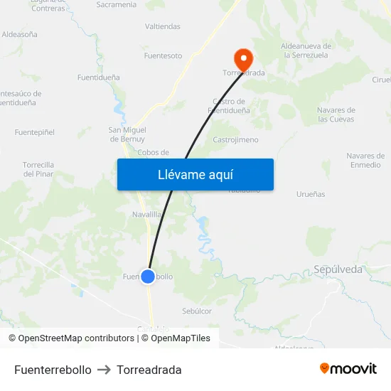 Fuenterrebollo to Torreadrada map
