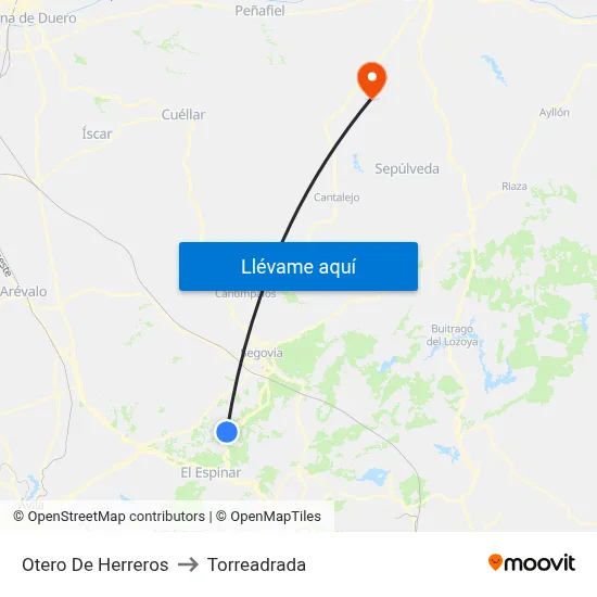 Otero De Herreros to Torreadrada map