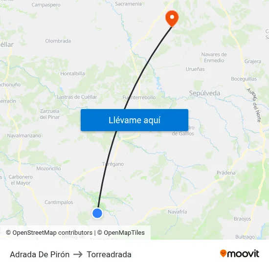 Adrada De Pirón to Torreadrada map