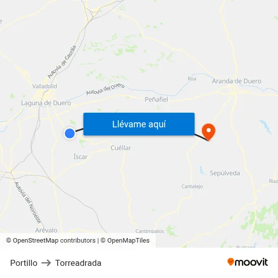 Portillo to Torreadrada map