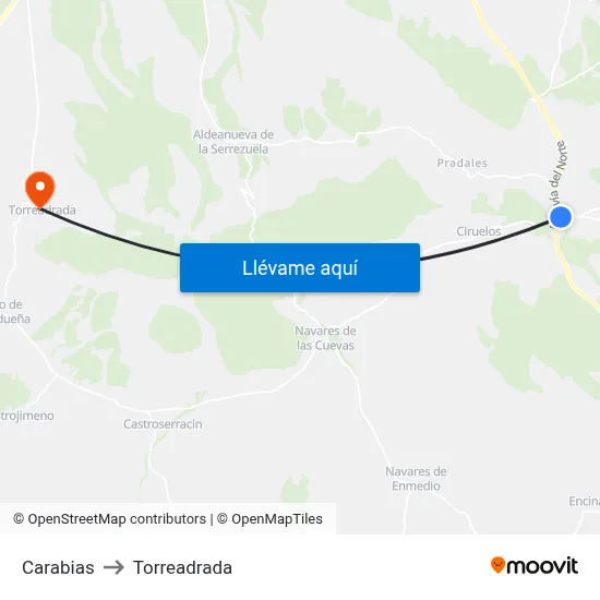 Carabias to Torreadrada map