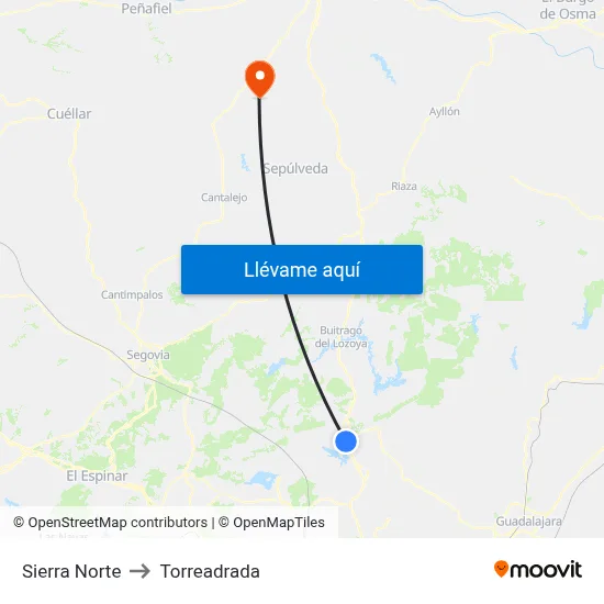 Sierra Norte to Torreadrada map