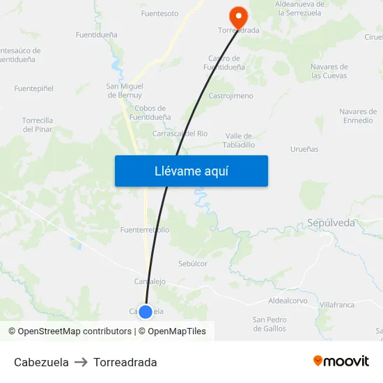 Cabezuela to Torreadrada map