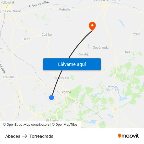 Abades to Torreadrada map