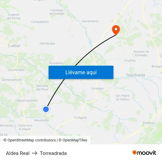 Aldea Real to Torreadrada map