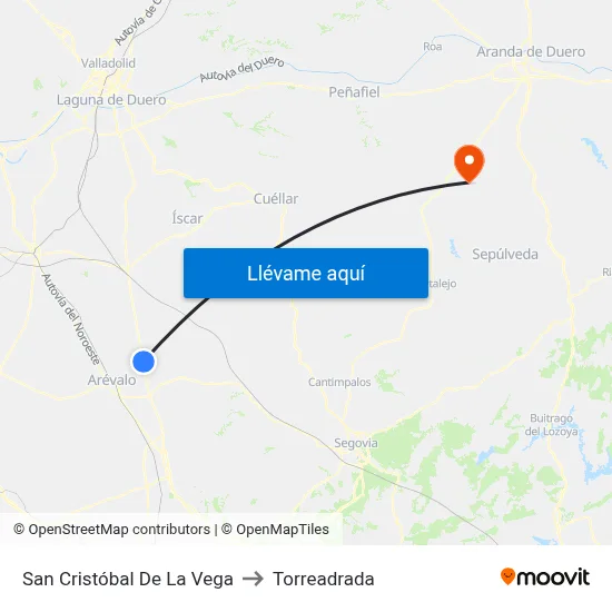San Cristóbal De La Vega to Torreadrada map