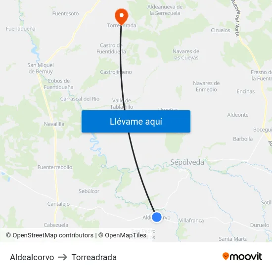 Aldealcorvo to Torreadrada map