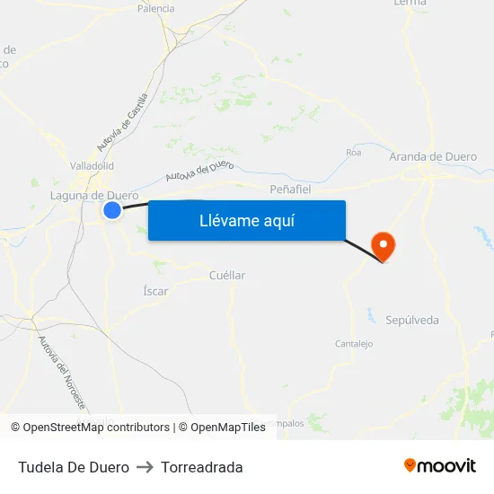 Tudela De Duero to Torreadrada map
