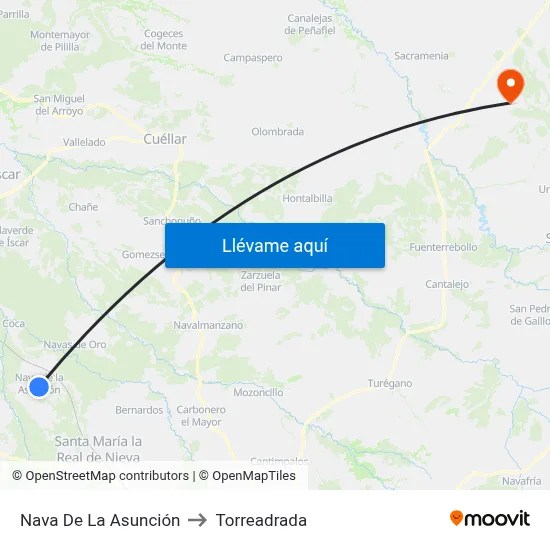 Nava De La Asunción to Torreadrada map
