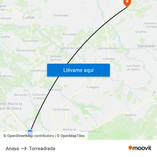 Anaya to Torreadrada map