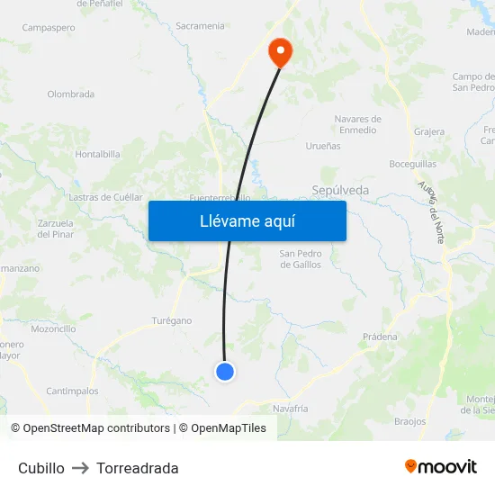 Cubillo to Torreadrada map