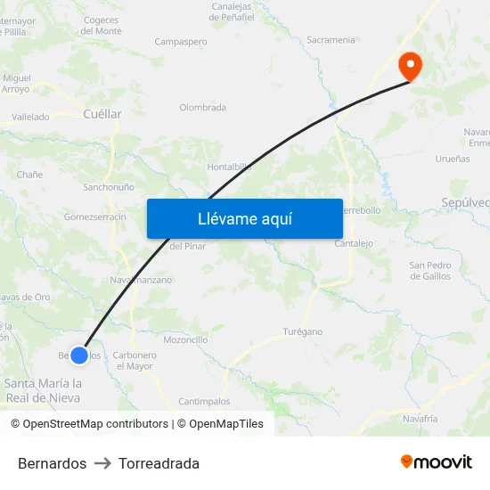 Bernardos to Torreadrada map