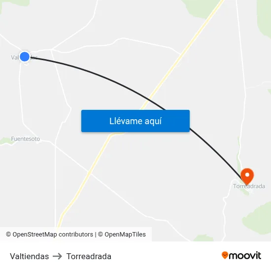 Valtiendas to Torreadrada map