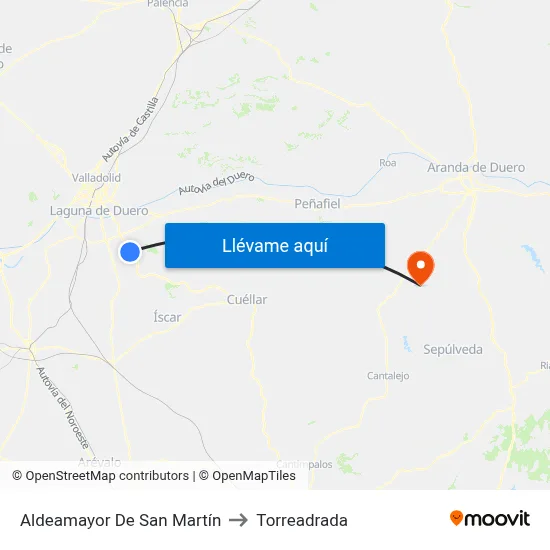 Aldeamayor De San Martín to Torreadrada map