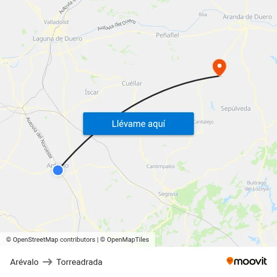 Arévalo to Torreadrada map