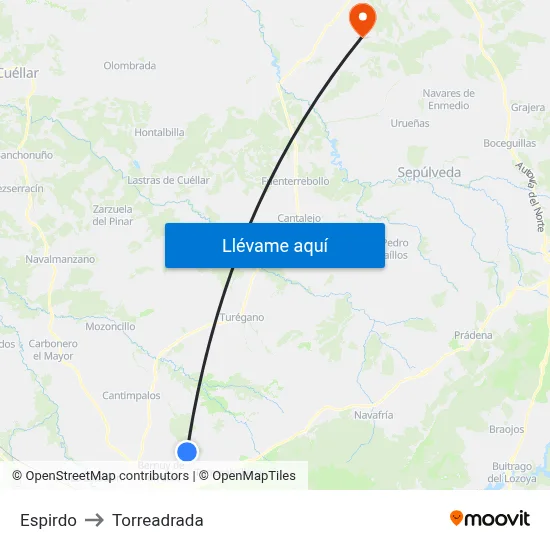 Espirdo to Torreadrada map