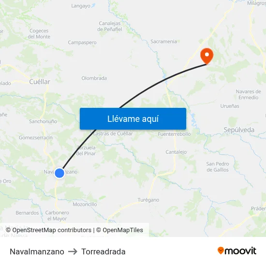 Navalmanzano to Torreadrada map