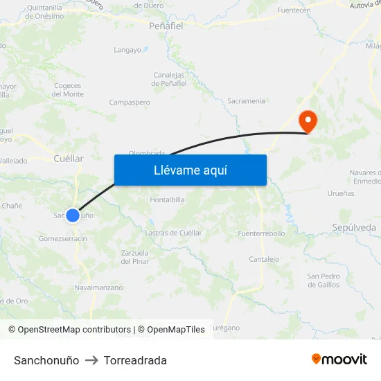 Sanchonuño to Torreadrada map