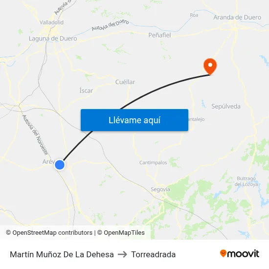 Martín Muñoz De La Dehesa to Torreadrada map