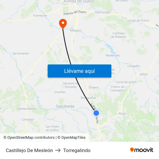 Castillejo De Mesleón to Torregalindo map