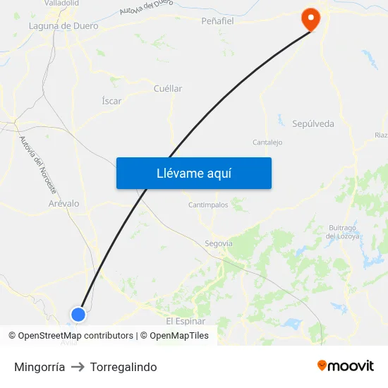 Mingorría to Torregalindo map