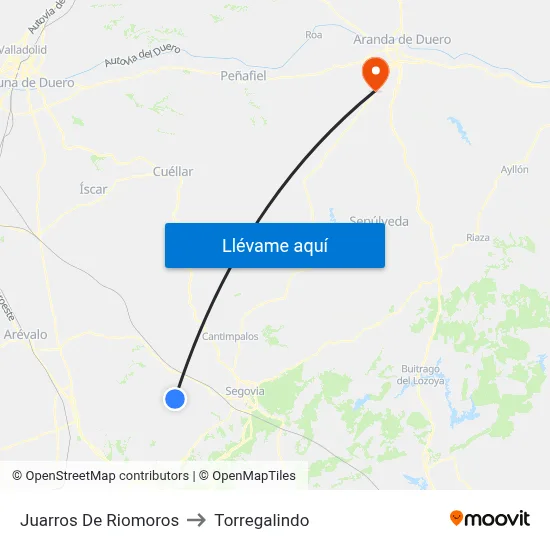 Juarros De Riomoros to Torregalindo map