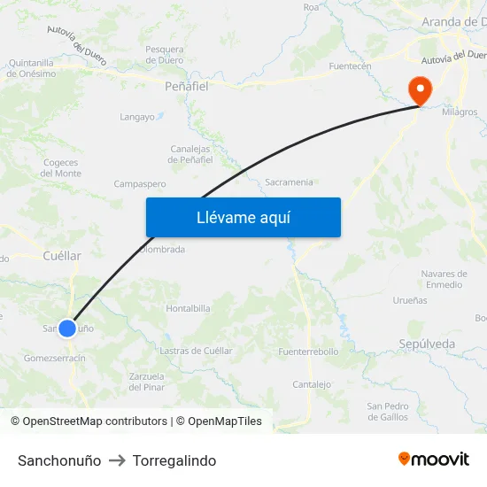 Sanchonuño to Torregalindo map
