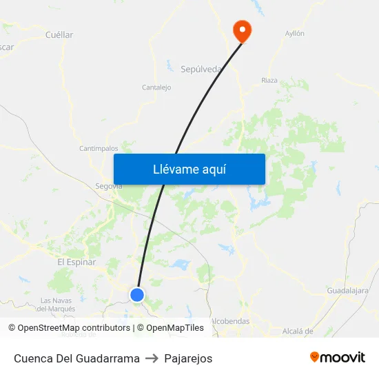 Cuenca Del Guadarrama to Pajarejos map