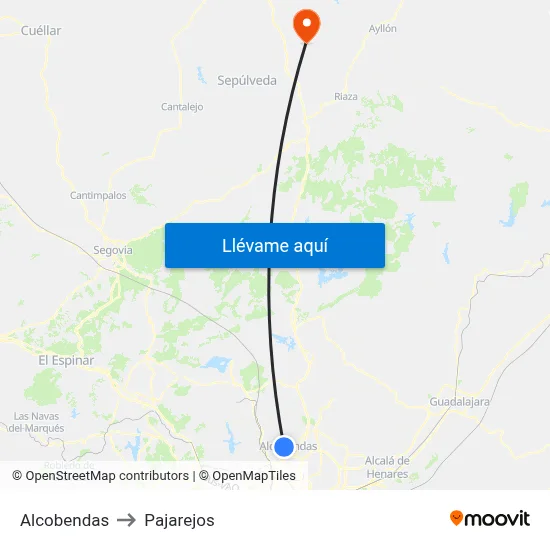 Alcobendas to Pajarejos map