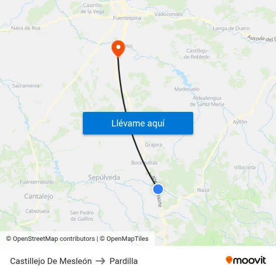 Castillejo De Mesleón to Pardilla map