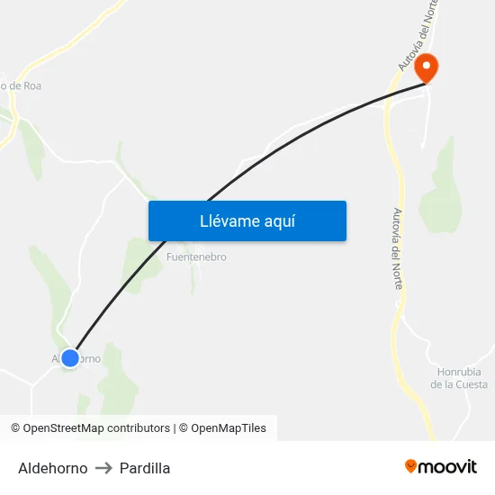 Aldehorno to Pardilla map