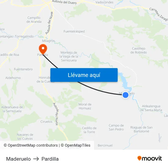 Maderuelo to Pardilla map