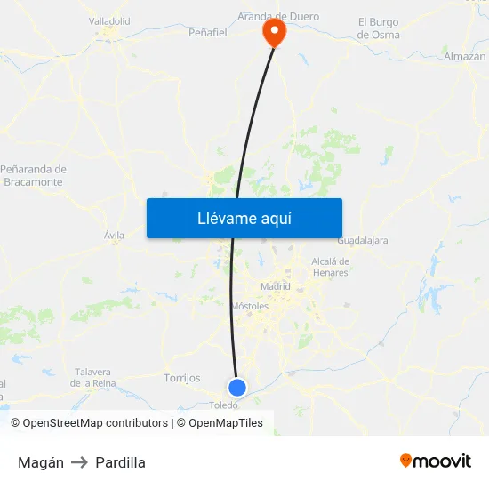 Magán to Pardilla map