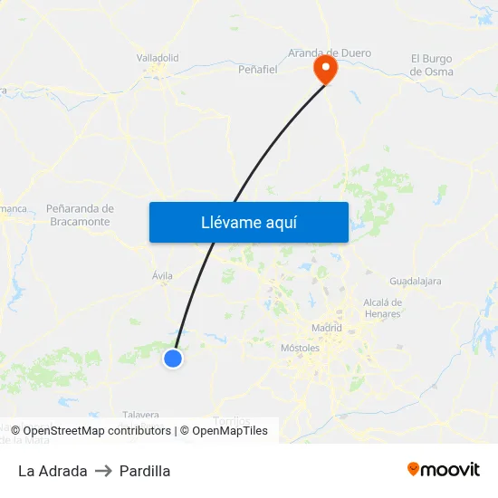 La Adrada to Pardilla map