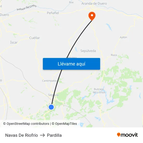 Navas De Riofrío to Pardilla map