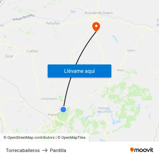 Torrecaballeros to Pardilla map
