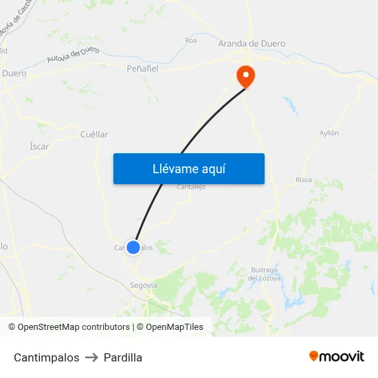 Cantimpalos to Pardilla map