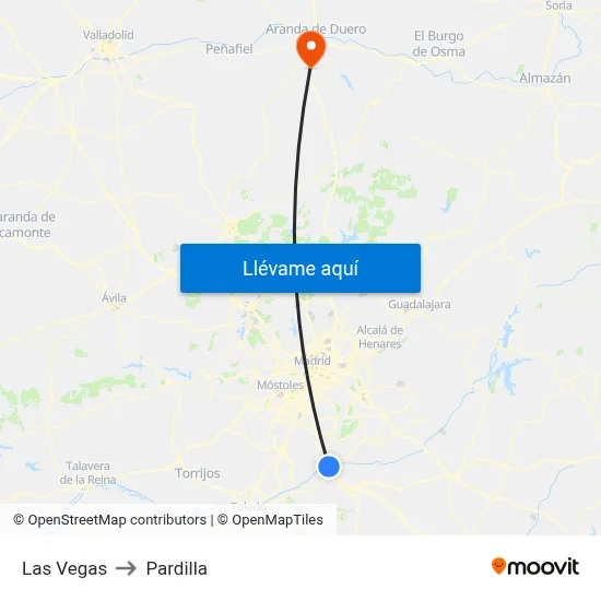 Las Vegas to Pardilla map